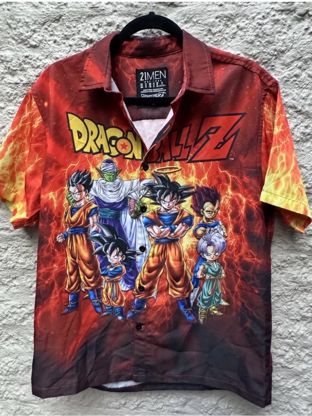 Dragon Ball Z Anime Button Up Shirt Goku Vegeta Medium